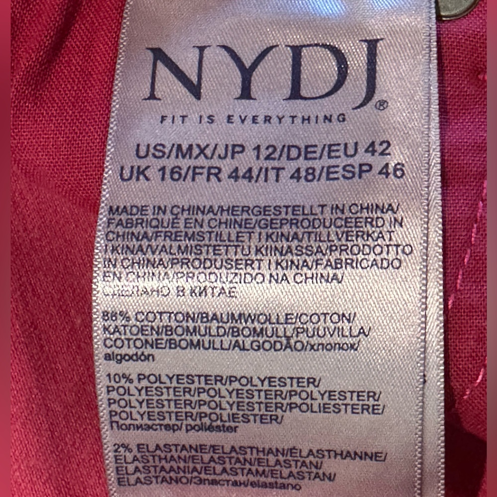 NYDJ Ella Fuchsia Jean Shorts 12 NWT - Picture 5 of 7